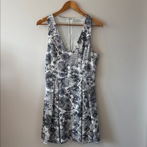 Dex Black and White Floral Midi Dress